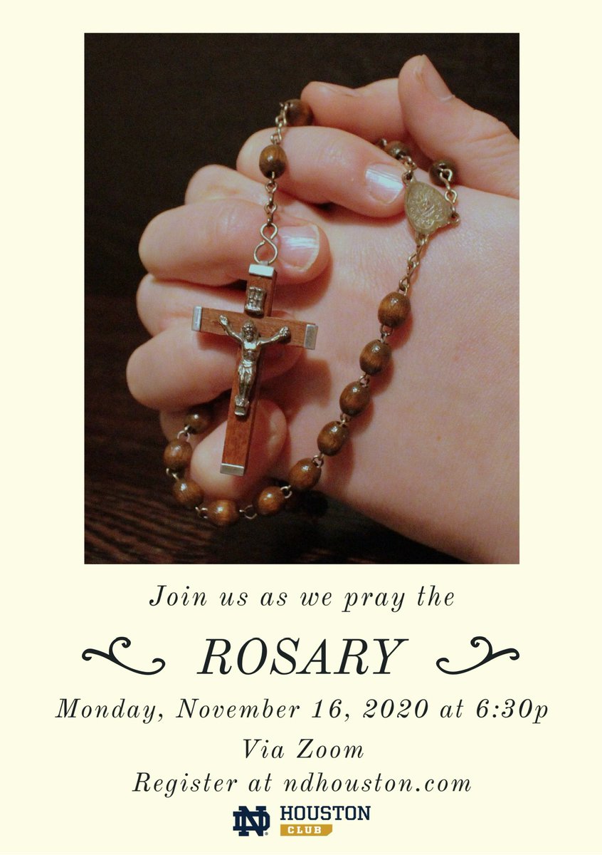 ndhouston's tweet photo. Join us tonight as we pray the rosary! Visit https://t.co/lWcc2Opt7O to register! https://t.co/opB3ZYVqsT