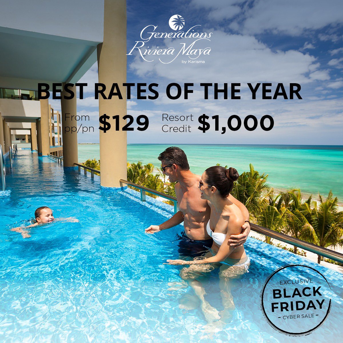 GenerationsRsrt's tweet image. Our Cyber Sale is LIVE! Save up to 69% off with rates starting at $129 pp/pn + up to $1,000 in resort credit. Don’t miss out on our best rates of the year! bit.ly/KarismaCyberSa…