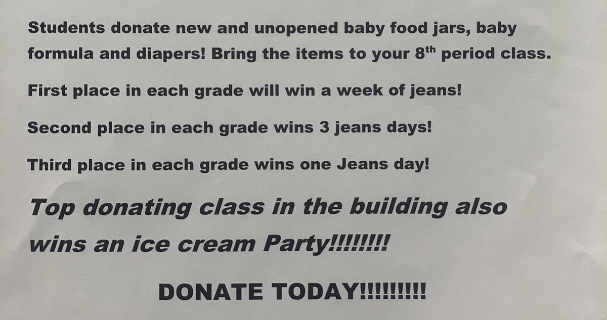 Sra_Ibarra_'s tweet photo. @netzeroJMS ‘s third annual baby food and diaper drive is going on this week! Help us help @HopeSupplyCoNTX #EaglesGiveBack #JMSCares #MakingTheWorldABetterPlace https://t.co/sKuACSoumk