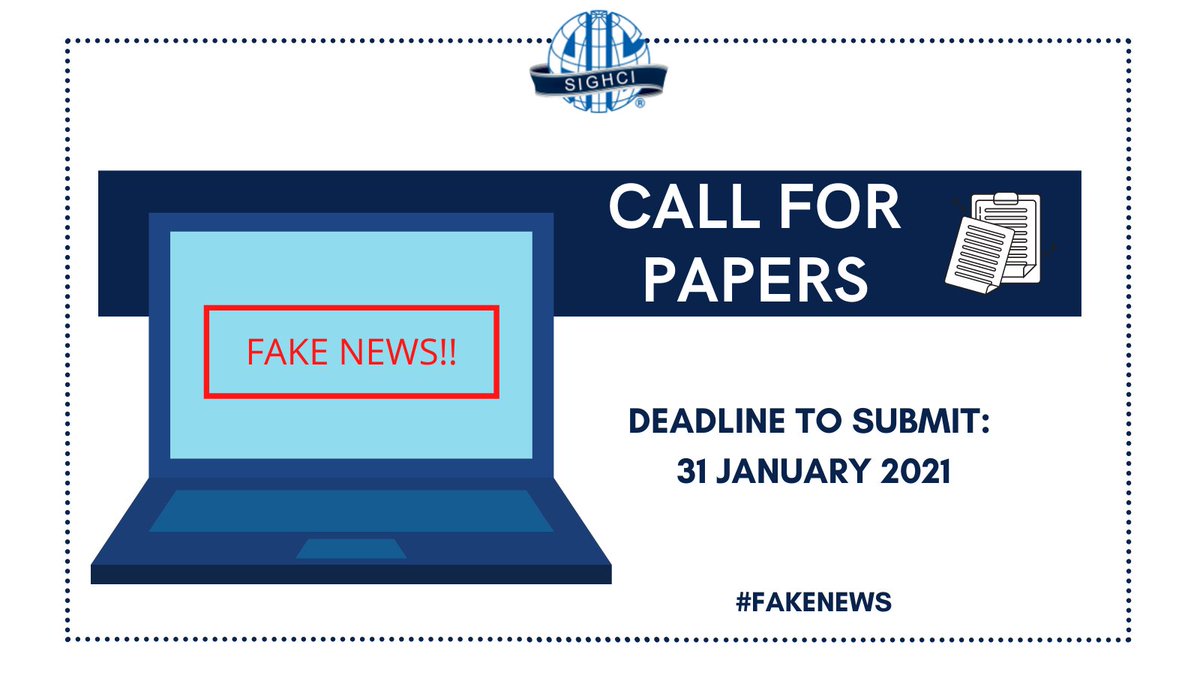 aissighci's tweet photo. #CALLFORPAPERS: #THCI is calling for papers addressing compelling issues around the #FAKENEWS and deception on the Internet.
You can find all related details by clicking the following link: https://t.co/vA6eNE5pCx
#Deception #OnlineMisbehavior #Misinformation #Disinformation https://t.co/WLNJqlxdkc