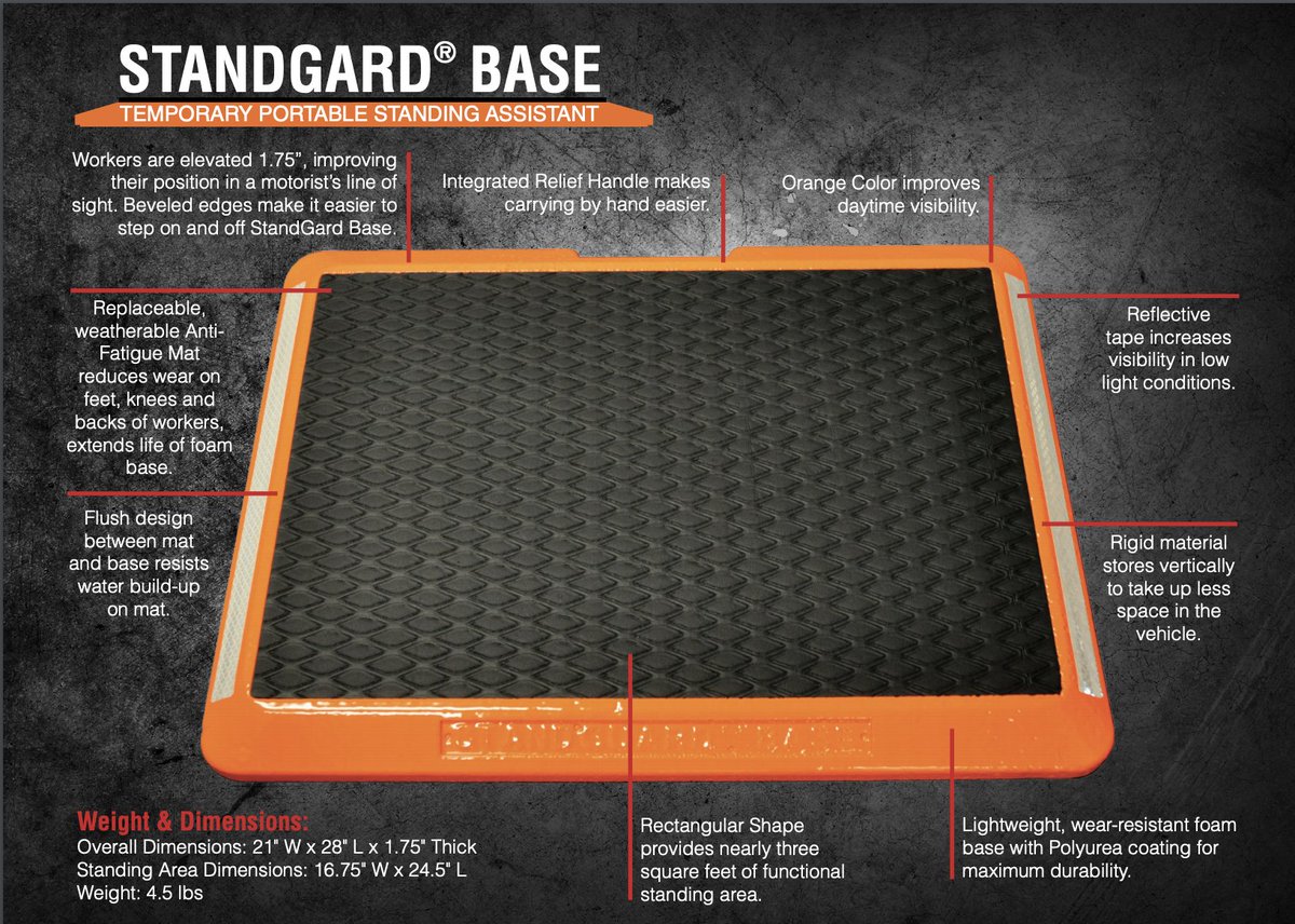 PlasticSafety's tweet photo. StandGard® provides a safe home base for road workers and puts them in a predictable, consistent location for drivers to see them quickly. #StandLonger #StandSafer https://t.co/wlI9dY1fDQ