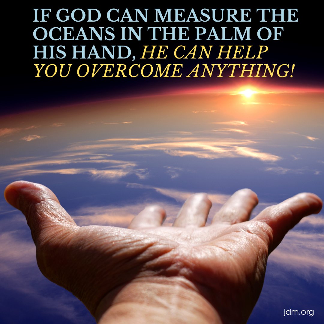 jesse_duplantis's tweet photo. If God can measure the oceans in the palm of His hand, He can help you overcome ANYTHING! 
#jdm #boardroomchat #jesseduplantis #cathyduplantis https://t.co/r6H1OThCvn