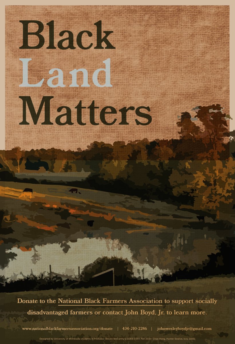 UofMDesign's tweet photo. Check out these great posters from Professor Steven McCarthy’s Text &amp; Image class! Designed for the National Black Farmers Association, a non-profit advocacy org for American farmers of African descent, the students worked in groups to research, ideate, and design. #GraphicDesign https://t.co/MifelmzQyE