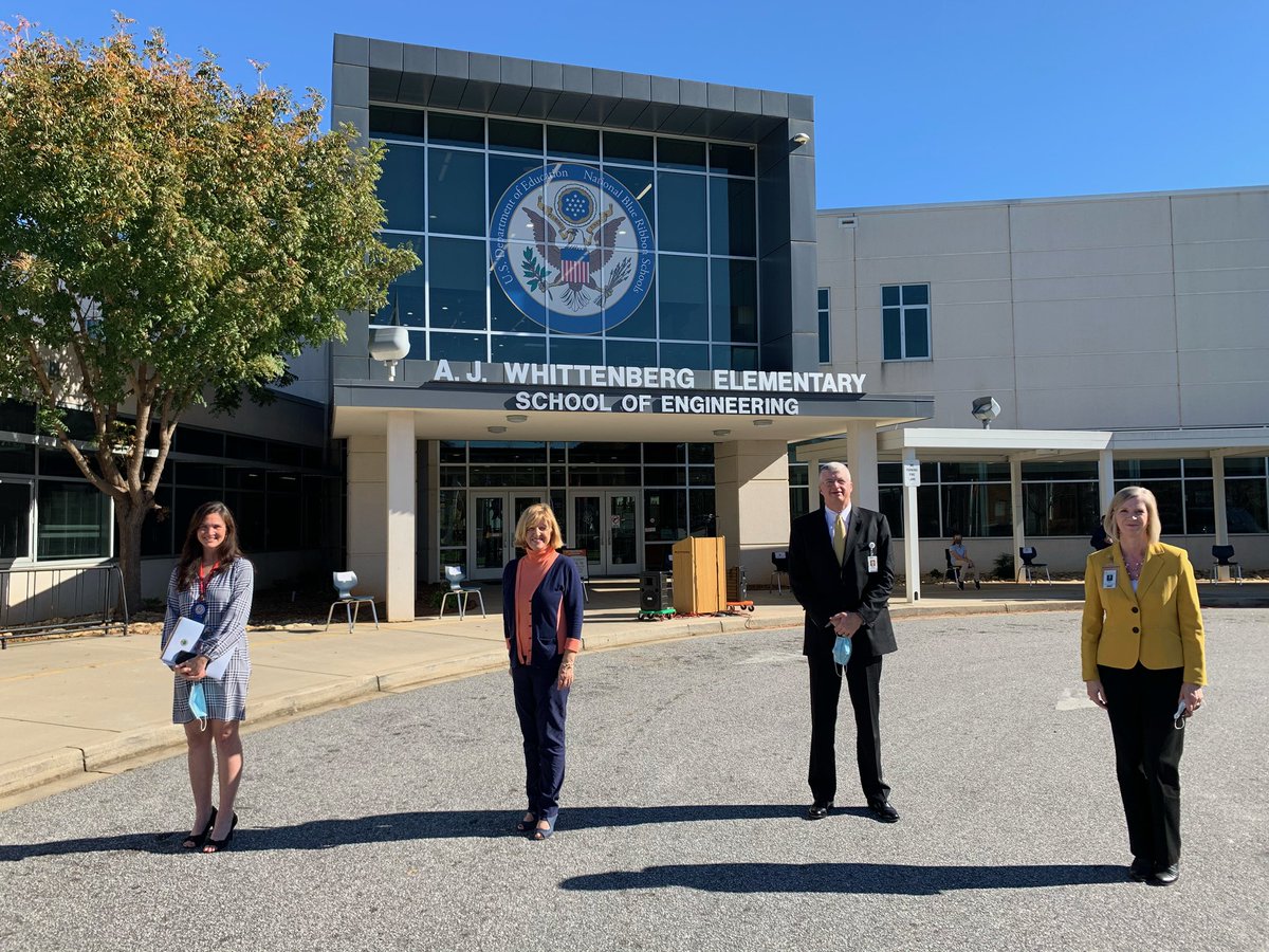 Celebrating <a href="/AJW_GCS/">A.J. Whittenberg Elementary</a> as a National Blue Ribbon School with SC Supt <a href="/Molly_Spearman/">Molly Spearman</a> <a href="/gcssupt/">Burke Royster</a> <a href="/gcschools/">Greenville County Schools</a>