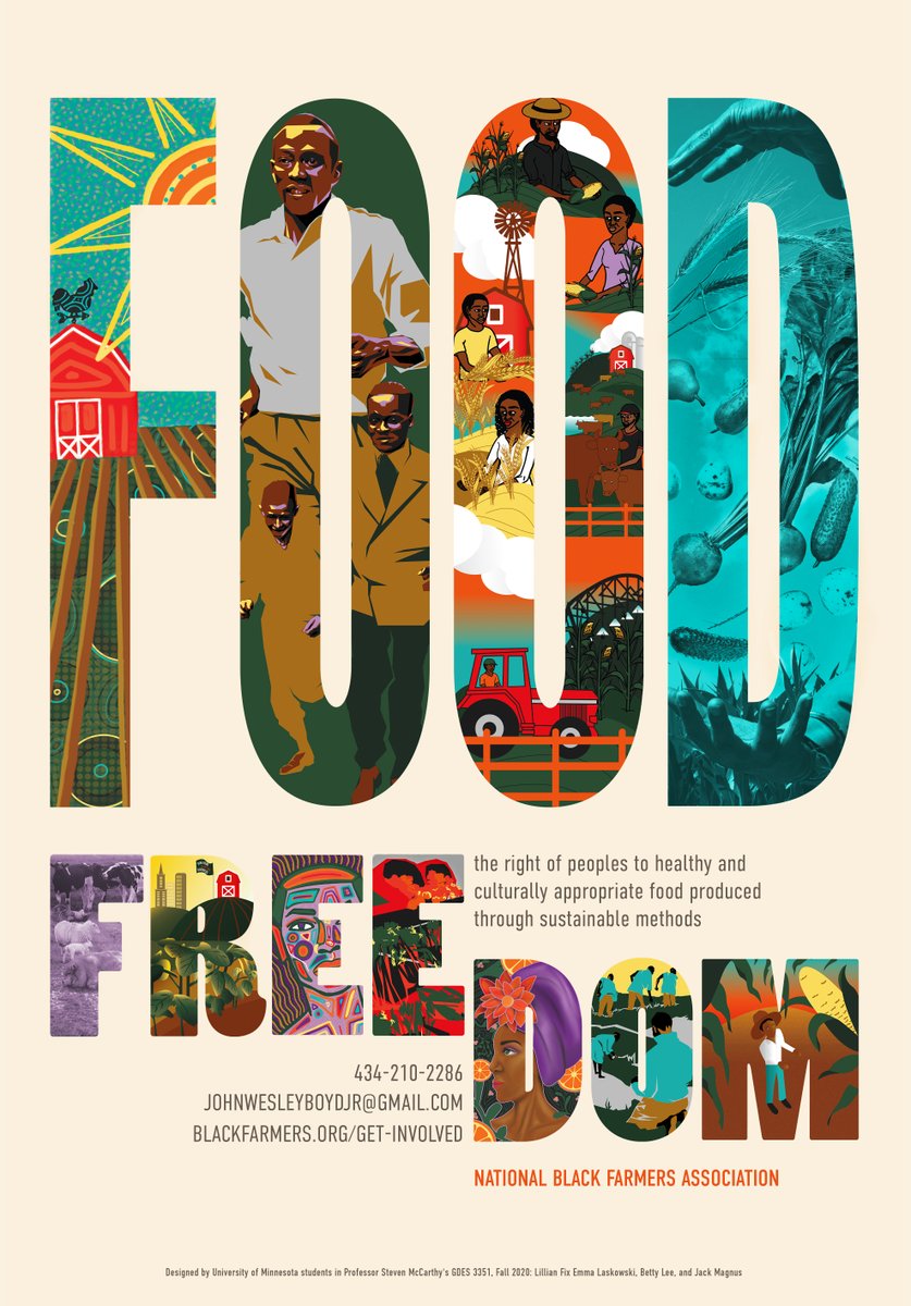 UofMDesign's tweet photo. Check out these great posters from Professor Steven McCarthy’s Text &amp; Image class! Designed for the National Black Farmers Association, a non-profit advocacy org for American farmers of African descent, the students worked in groups to research, ideate, and design. #GraphicDesign https://t.co/MifelmzQyE