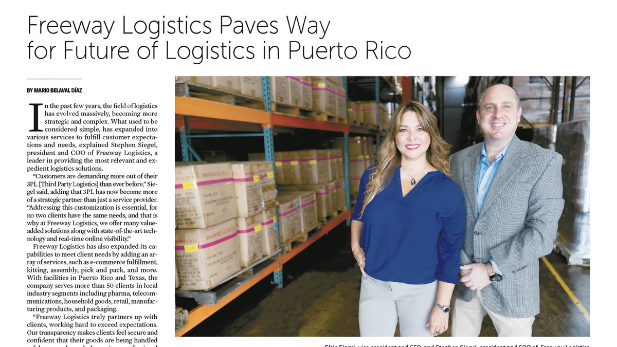 Freeway3PL's tweet photo. We are happy to share an article that @CaribBusiness recently did about us. Check it out! We look forward to continuing to grow and evolving our business. If you want to know more about us, visit https://t.co/2hWVUYs8ZD
#teamfreeway #distribution #warehousing #fulfillment https://t.co/0yHqXlrwPb