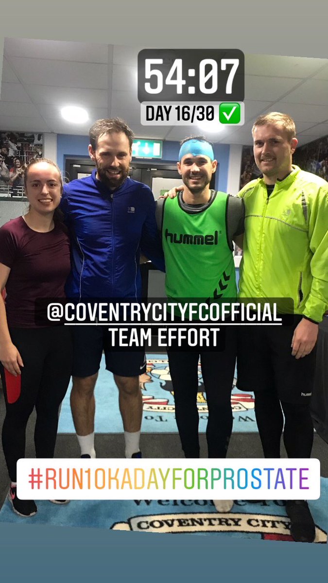 apmHearn's tweet photo. Day 16/30 ✅ - 54:07
Great support today from the @Coventry_City staff
@Andy1882
@AbbieForman1
@TisdaleLuke
Please join us @prostateunited and support @ProstateUK by donating: https://t.co/EmpPmusOMm
#run10kadayforprostate https://t.co/H9m73GAB9W