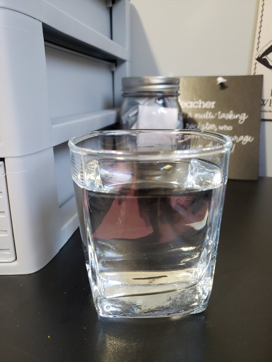 BWelch24's tweet photo. Science experiment online! Fill a glass, mark the line, leave it out and see what happens! Today we made predictions! #remotelearning @RCSS_TeachLearn https://t.co/H47vbGsEhB