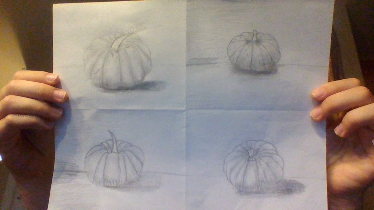 LisaReidMiller3's tweet photo. Learning to draw realistic pumpkins by recognizing organic shape, highlights, mid-tones, and shadows. Wow, great work for the first try! https://t.co/d72ZN6N4ln