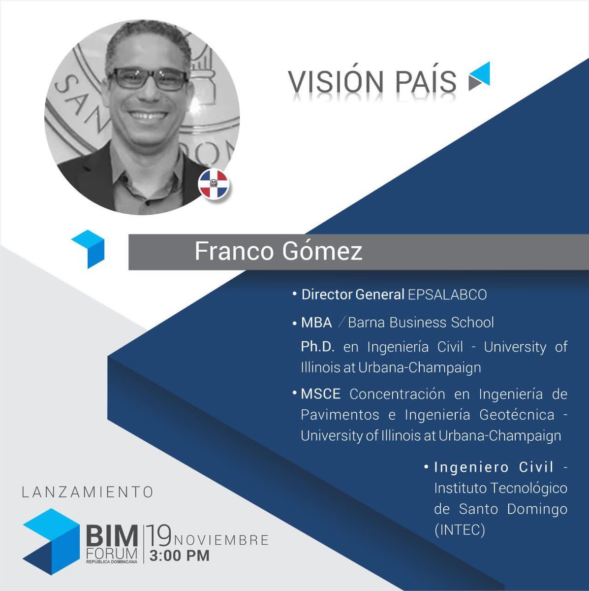bimforumrd's tweet photo. Visión País!
En esta mesa tendremos la perspectiva de importantes empresas del país; hablaremos de la importancia del cambio tecnológico y cultural en la construcción!

#BIMForumRD https://t.co/bLdjfoNF3o