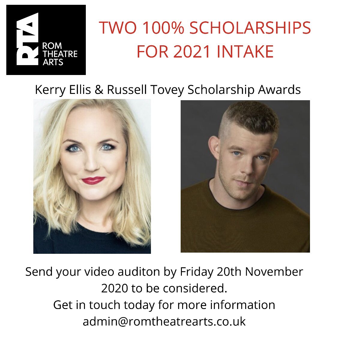 We have TWO 100% Scholarships available for 2021 intake...

We offer a Three Year Musical Theatre Course with TOP industry professional tutors, 36+ contact hours a week, TRIPLE threat training at its BEST 🖤

Check it out...