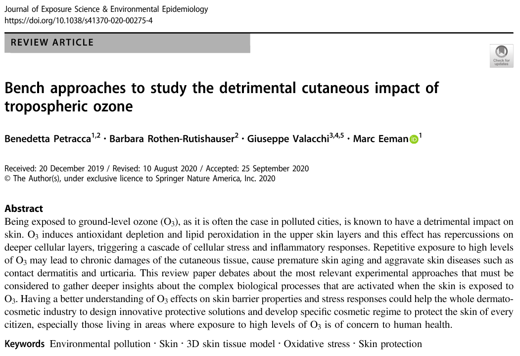 CITYCARE_ITN's tweet photo. @BenePetracca just published a review "Bench approaches to study the detrimental cutaneous impact of tropospheric ozone" in Journal of Exposure Science and Environmental Epidemiology. Enjoy the full-text reading: https://t.co/4TRut1LXva
@DowHomePersonal @MerkleInstitute @EU_H2020 https://t.co/h7OGqOCokV