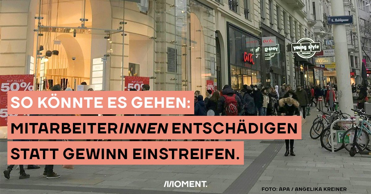moment_magazin's tweet photo. Der Handel lockte tausende Menschen mit Rabatten persönlich in die Geschäfte. #Humanic hat sich nun entschuldigt. Den Gewinn streift die Kette trotzdem ein. Idee: MitarbeiterInnen, die man bewusst diesem Risiko ausgesetzt hat, sollte man mit diesem Gewinn großzügig entschädigen. https://t.co/VfLFjAZiqP