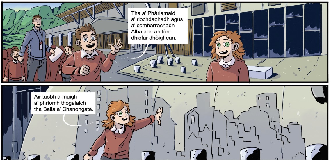 ParlAlba's tweet photo. Tha sinn air sreath ùr de leabhraichean comaig fhoillseachadh ann an #Gàidhlig is #Beurla! Rinn @StSerfsAirdrie is @MagicTorchComix an comaig seo mu na h-às-earrannan air balla @ParlAlba.
https://t.co/EsaZfq50fV
#PoliticalLiteracy #comicsforeducation#gàidhlig #foghlam https://t.co/e2JlOaN0XM