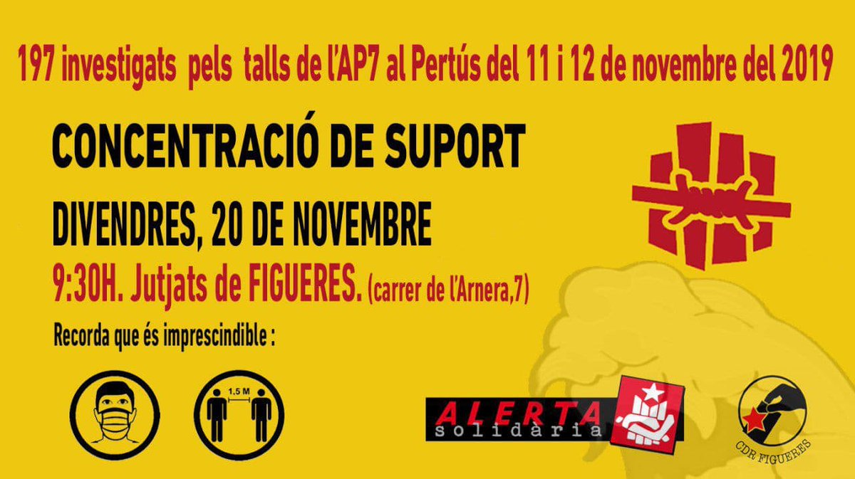 AlertaSolidaria's tweet photo. 🔴Tot i el confinament perimetral, el jutge de Figueres cita 25 companyes més per aquest divendres. Fins ara s'ha negat sempre a tota petició d'exhort per declarar a distància des d'altres seus judicials. Qui és el virus???

Tot el suport a les companyes citades!
@CDRFigueres https://t.co/Z50T2asRp7