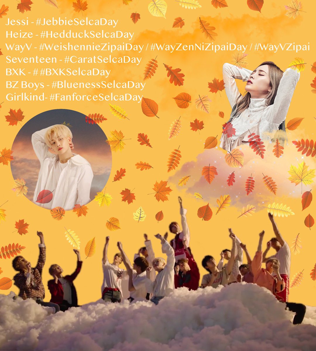 SelcaKalendar's tweet photo. Selca list of groups/artists, starting now 12am KST. Join if you’d like to !! 🍁
#JebbieSelcaDay #HedduckSelcaDay #WeishennieZipaiDay #WayZenNiZipaiDay #WayVZipaiDay #CaratSelcaDay #BXKSelcaDay #BluenessSelcaDay #FanforceSelcaDay #KPop https://t.co/gwzVqTEgt4