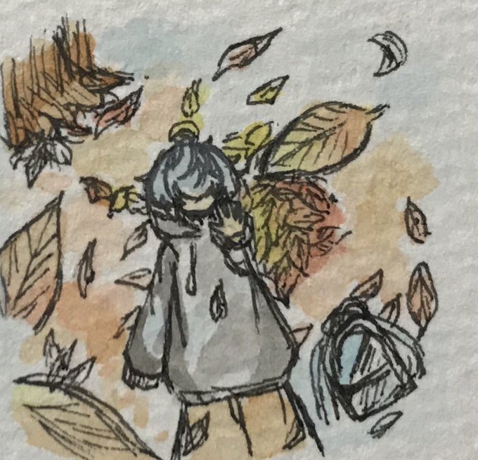 落ち葉のtwitterイラスト検索結果