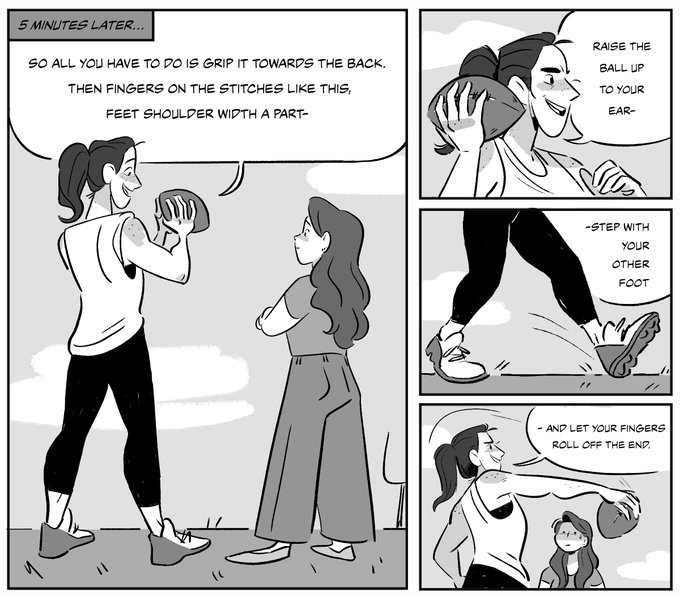 Started finalizing a few panels on our gay football comic. It's called "For the Girls"!

This is becoming quite the quarantine passion project and there's still a lot to do but I'm so excited to share the final comic someday! Story by the amazing @adinaterrific 