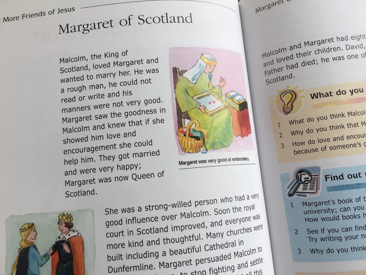 McCrimmons's tweet photo. St. Margaret of Scotland 😇 is one of the Saints featured in our book 'More Friends of Jesus' with illustrations, biography, further questions and follow up tasks. Perfect for RE classes and home schooling! https://t.co/7VQLB1tCzZ
#McCrimmons #FriendsOfJesus #MoreFriendsOfJesus https://t.co/elfFHQpyBw
