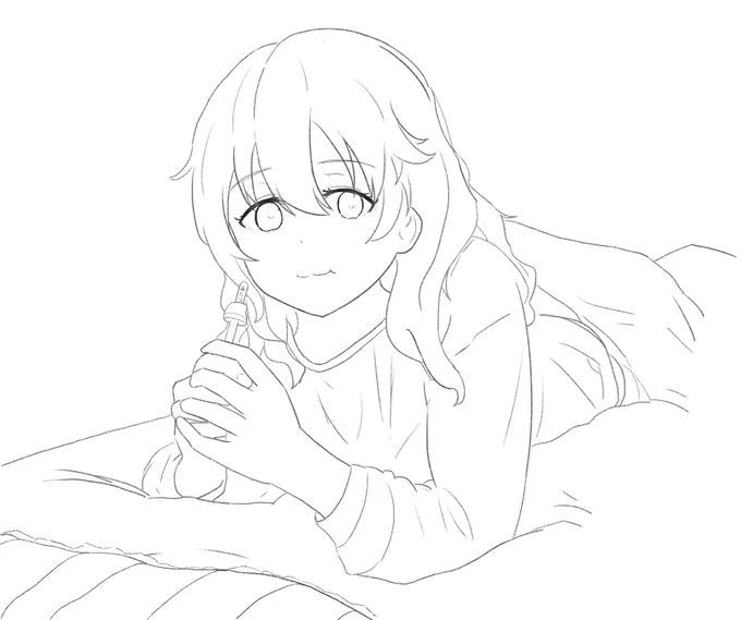 彼方ちゃんの線画です?
#皆さん線画と塗った後を見せてください https://t.co/ncKj3FcLdw 