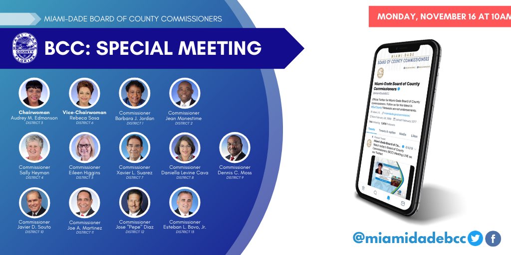 Tune in now for our Special Meeting. To see the agenda, go to miamidade.gov/govaction/comm….
