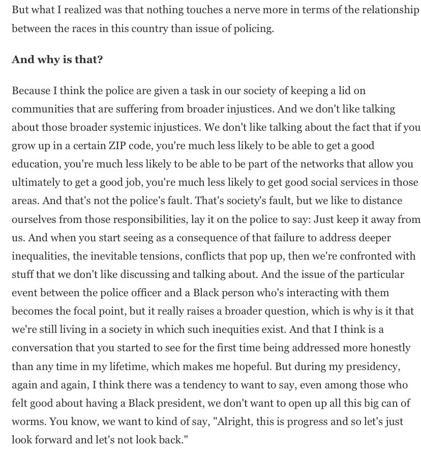 In his book,  @BarackObama says the single event that lost him the most white support was commenting on the arrest of Harvard prof Henry Louis Gates as He tried to enter his own house. Why would that be? Remarkable passage from his talk with  @NPRMichel.  https://www.npr.org/2020/11/16/934584373/transcript-nprs-full-interview-with-former-president-barack-obama