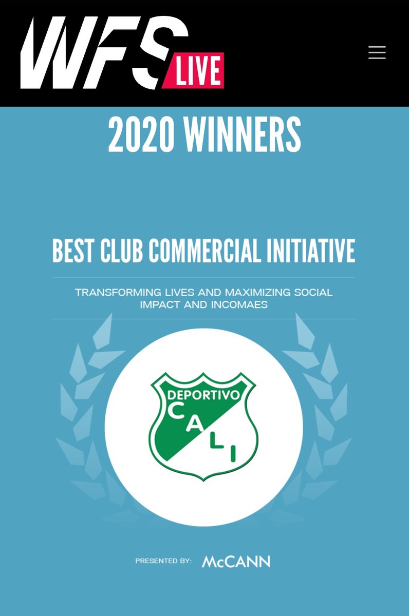 ZonaLibreDeHumo's tweet photo. #ZonaLibreDeHumo Enhorabuena por @AsoDeporCali, ganador del @WFSummit en la categoría "Mejor Iniciativa Comercial de Club".
Gran reconocimiento para el conjunto azucarero, fruto de su buen trabajo desde lo administrativo. #WFSummit https://t.co/CbUSXYcakD