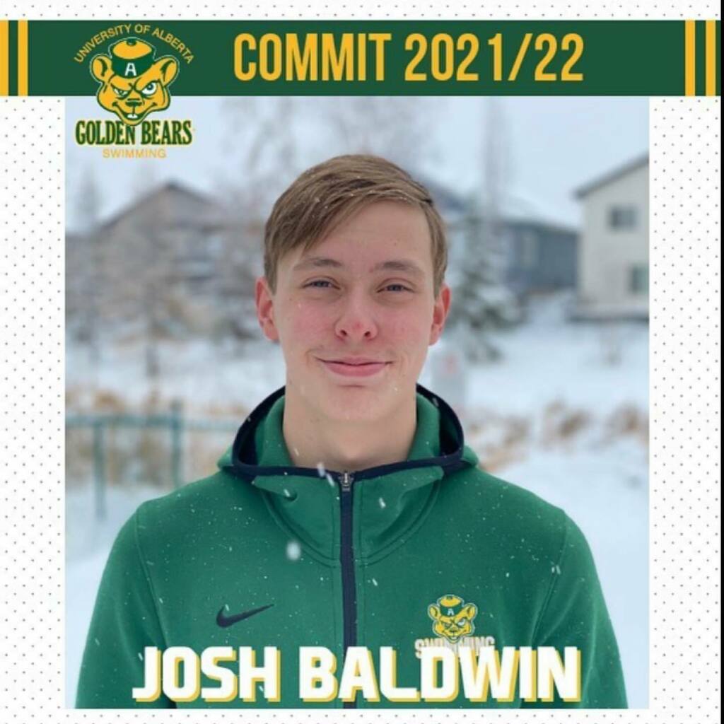 VimyAcademy's tweet photo. Congratulations to 2020 Vimy graduate, Josh Baldwin on his commitment to the @uaswimming team! Josh is a Junior Gold Medalist and an Olympic Trials Qualifier who will be a huge asset to the Bears program! #vimyalumni #vimyproud #epsb #yeg #tr https://t.co/4hNsjxhkPj https://t.co/HRr3Ub4Uek