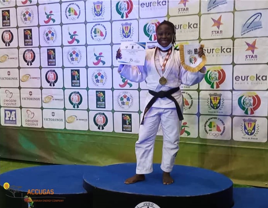 Savannah_Energy's tweet photo. [1/3] Savannah warmly congratulates Enku Enkuta, the Nigerian judo athlete sponsored by Accugas, for winning gold at the 4th African Judo Open in Dakar Senegal on Saturday, defeating the 2019 African Games champion Helene Dombeu of Cameroon #Accugas @SundayDareSD @NigeriaFMYS https://t.co/AYYjb3mmfW