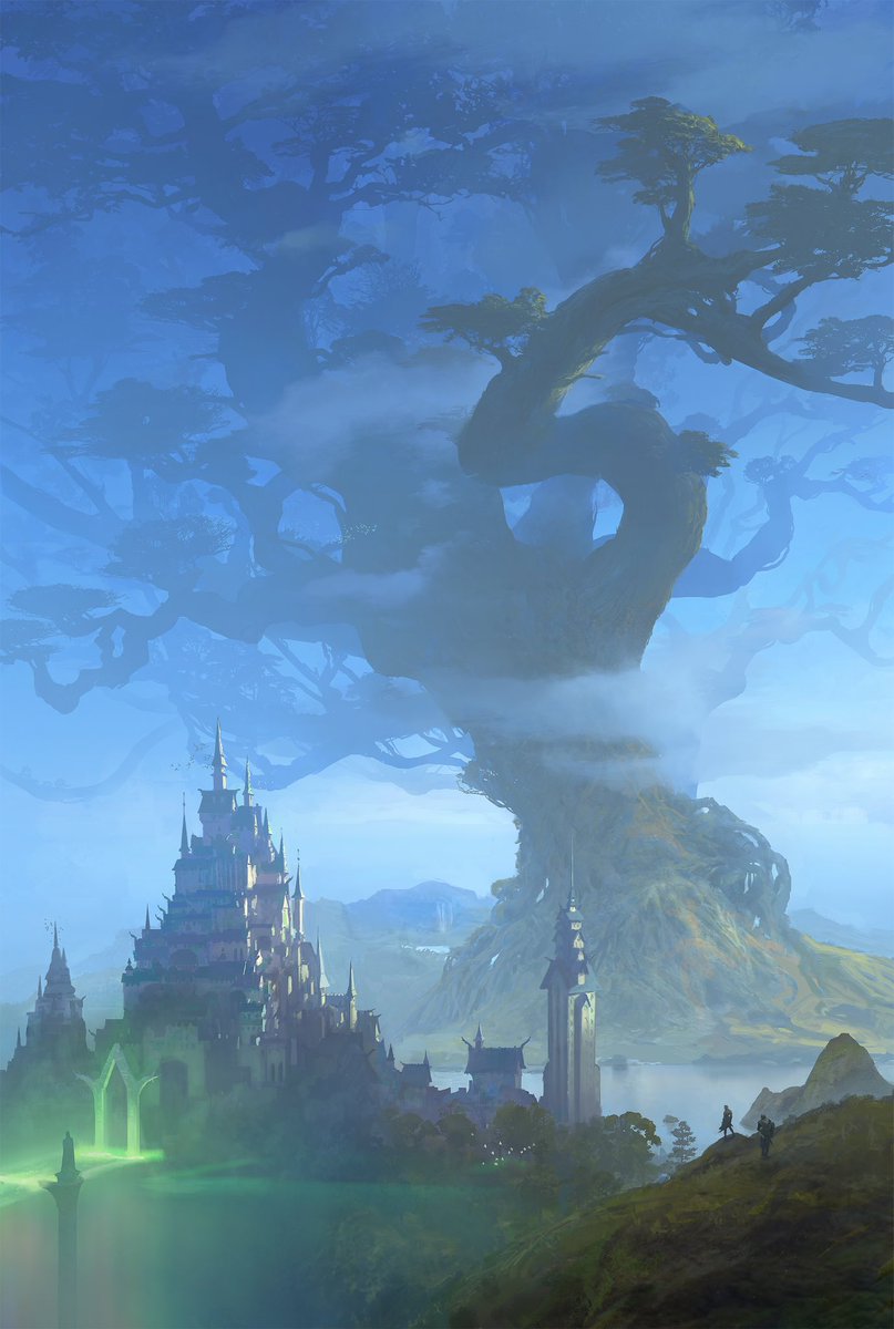 Asgard : we wanted to bring this world to life with a surreal but not sci-fi visual direction. Every single element of this world is a magnified place or piece of England or Norway, like being in a dream. #AssassinsCreedValhalla #concepart concepts by ?@DongluYu @GillesBeloeil 