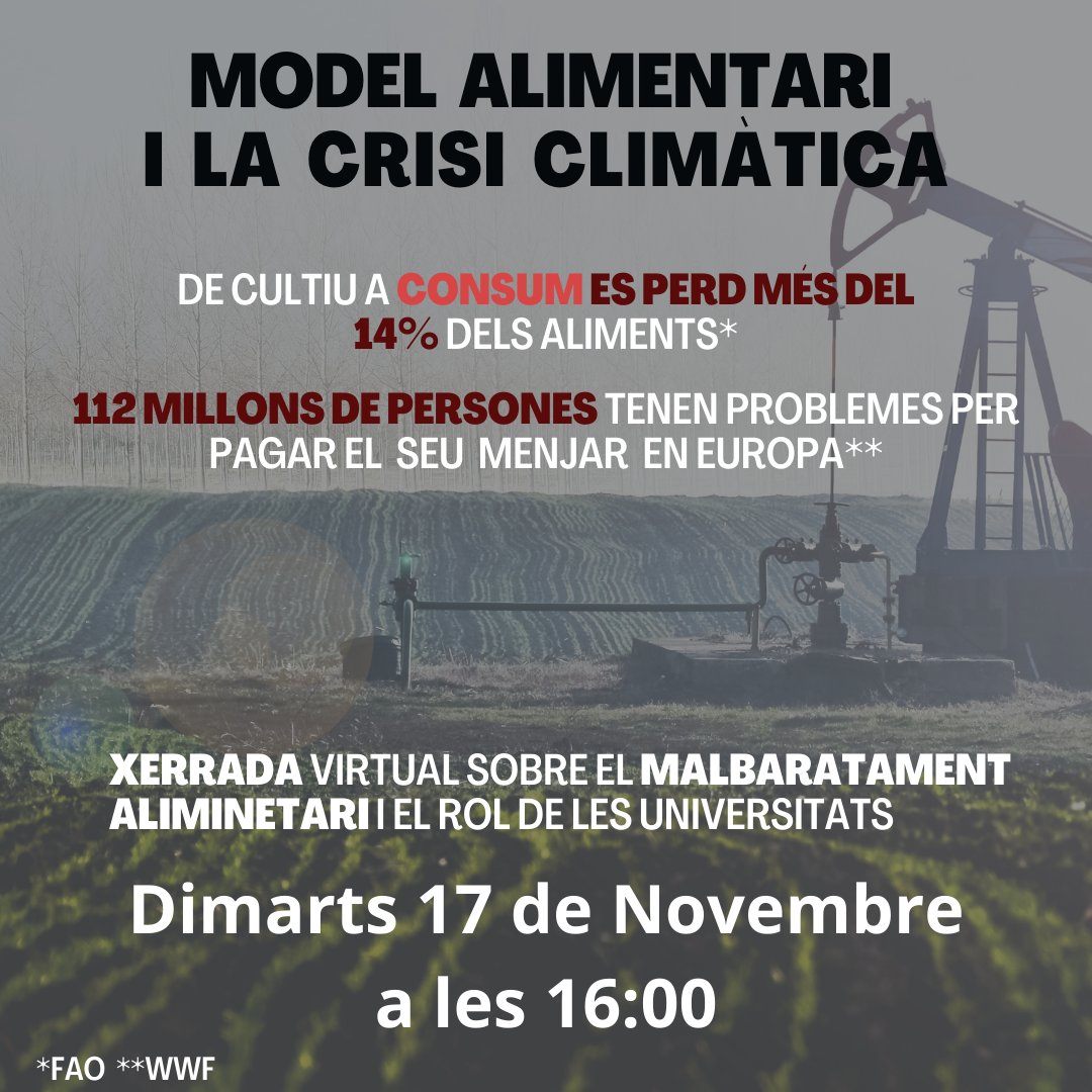 UpClima's tweet photo. Desde soluciones en el campo hasta soluciones en tú casa. Ven mañana al debato sobre el modelo alimentario y como reducir el malgasto para aprender y aportar!!
#UPC #associacionsUPC https://t.co/G0X3ksaNyd