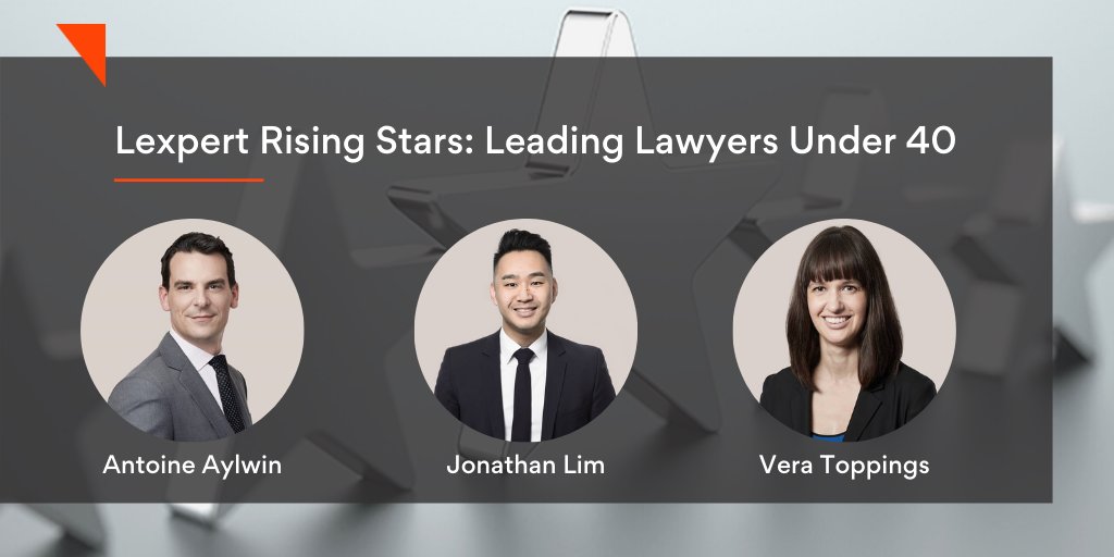 FaskenLaw's tweet photo. Fasken Partners @antoineaylwin, Jonathan Lim and Vera Toppings have been named the 2020 @Lexpert Rising Stars: Leading Lawyers Under 40 winners. Congratulations! https://t.co/Pq65mqvi9v #Fasken https://t.co/250XV7TqyN