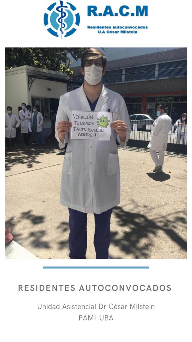 ResidentesCesar's tweet photo. @PAMI_org_ar LES RESIDENTES DEL HOSPITAL CESAR MILSTEIN DE @PAMI_org_ar DECIMOS BASTA TRAS 8 MESES DE TRABAJAR EN PANDEMIA SIN OBRA SOCIAL Y EN NEGRO, SIN AUMENTO HACE UN AÑO
@luanavolnovich 
@msalnacion 
@alferdez https://t.co/luaQUAhpcc