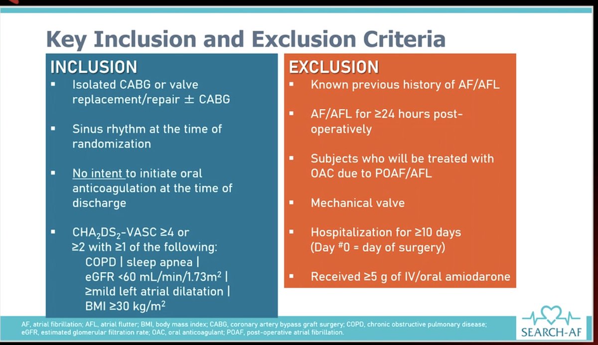 DrMarthaGulati's tweet photo. #SEARCHAF #AHA20 #LBCT
🔺336 patients randomized
🔺30 continuing monitoring(2 devices)
🚫Excluded prior Afib or need for anticoagulant https://t.co/8MWDvi5VBA