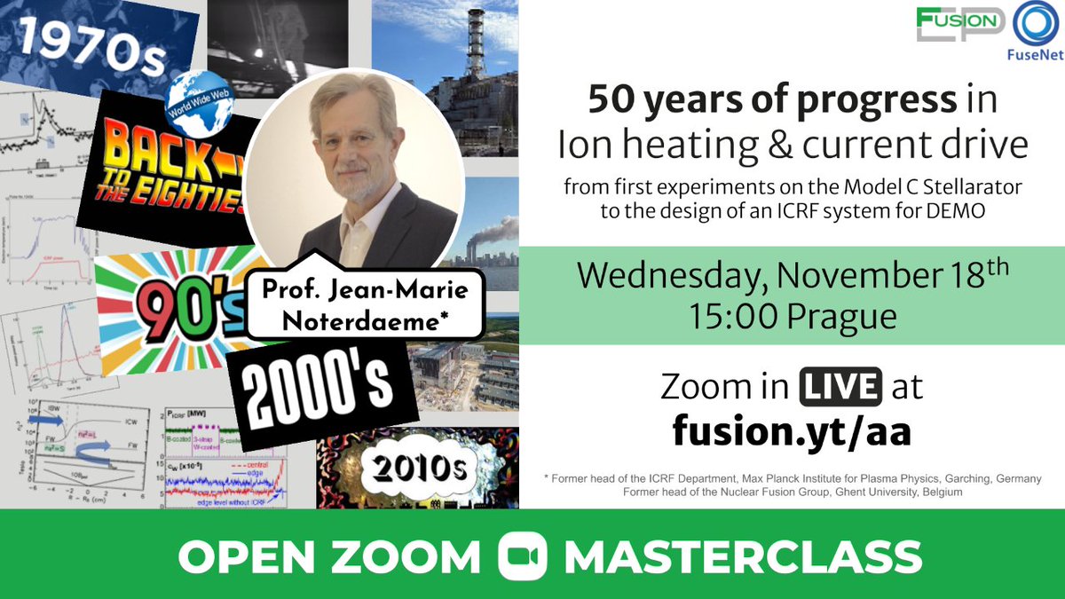UKAEAofficial's tweet image. Check out the FusionEP webinar this Wednesday. Prof. Jean-Marie Noterdaeme will talk about progress in ion heating &amp;amp; current drive for fusion machines. Details in the graphic and at: fusionep-talks.egyplasma.com/events/event.p… @FuseNet_eu #FusionEPtalks