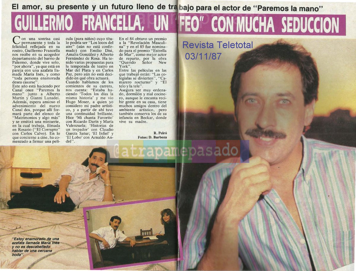 atrapamepasado's tweet photo. Este pibe pide pista, merece un protagónico.
#GuillermoFrancella
Revista #Teletotal
#Noviembre #En1987
@FrancellaOk #Hace33Años https://t.co/0nLV5MyJbD