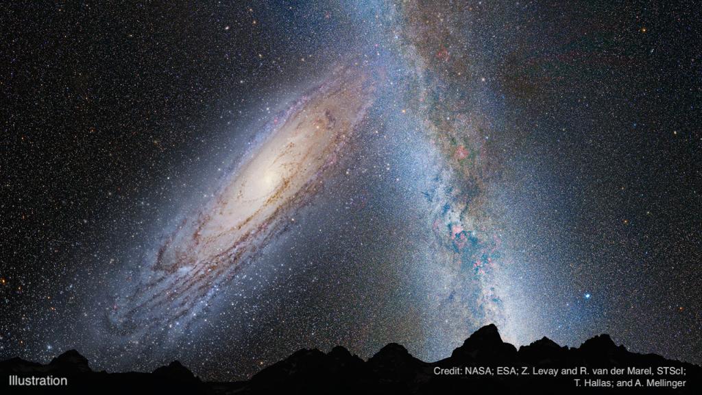 Right now, our Milky Way galaxy is in the middle of a dance with our nearest large neighbor galaxy, Andromeda, which will result in their merger in about 4 billion years. The view could be spectacular. 🌃 #MondayMotivation