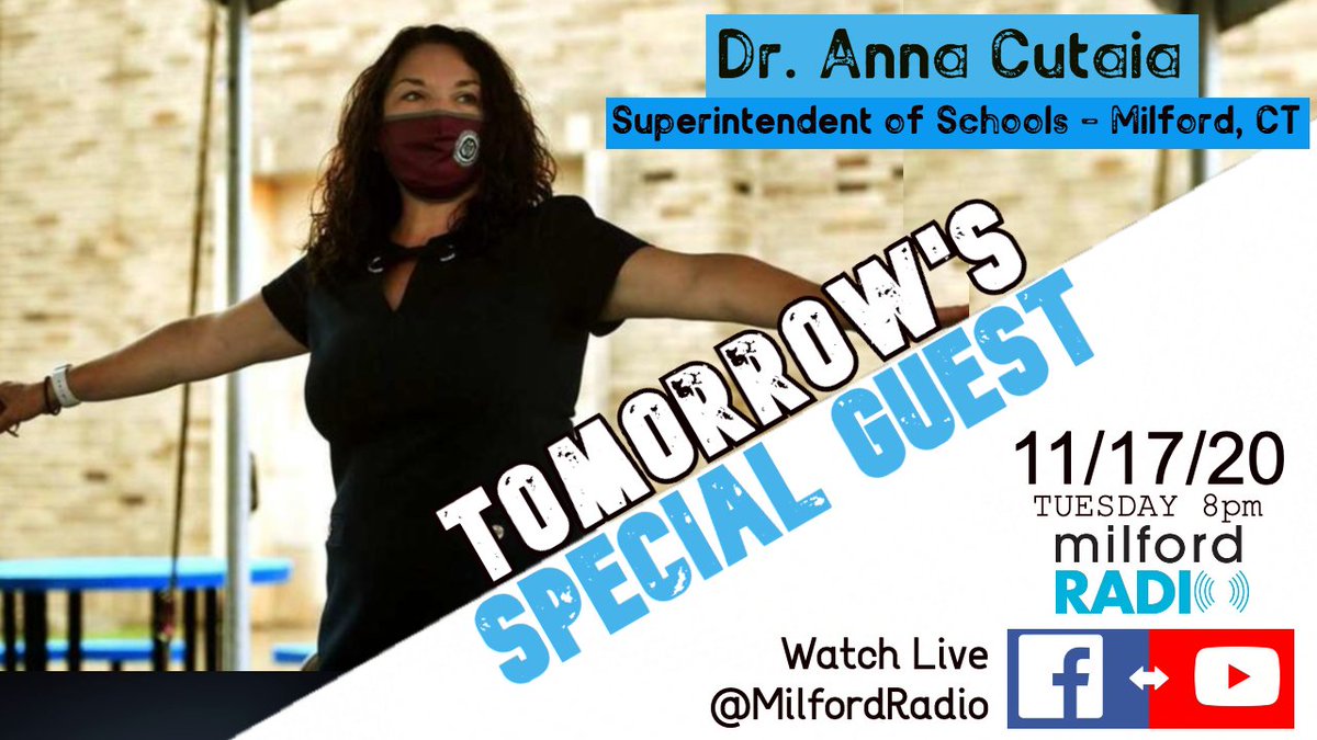 We are back and will be interviewing Dr. Anna Cutaia, Milford's Superintendent. Tomorrow night, 11/17 at 8pm, join us to hear what to expect for our kid's schools. High schools are already virtual, what will happen to middle and elementary? Send questions: milfordradio@gmail.com.