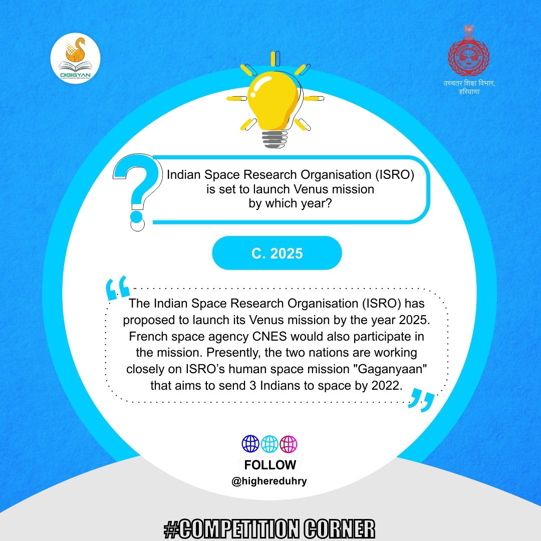 highereduHRY's tweet photo. #CompetitionCorner
Answer to the previous question: 2025

पिछले प्रश्न का जवाब: 2025 https://t.co/VK6X0rKWIC