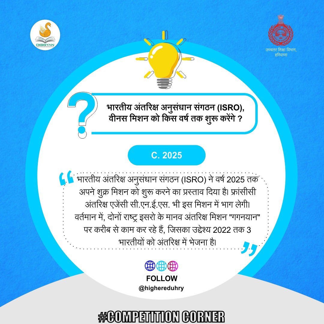 highereduHRY's tweet photo. #CompetitionCorner
Answer to the previous question: 2025

पिछले प्रश्न का जवाब: 2025 https://t.co/VK6X0rKWIC