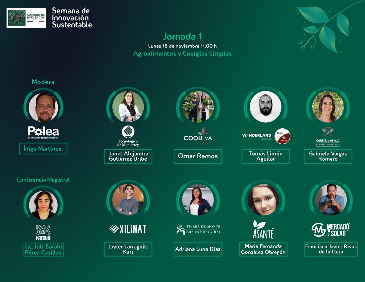 Hoy inicia la Semana de Innovación Sustentable organizada por <a href="/Mx_Diputados/">H. Cámara de Diputados</a>  

Sigue la participación Javier Larragoiti en el tema #agroalimentos hablando sobre la producción de #Xilinat 🌽🤲

Consulta el programa y actividades en: diputados.gob.mx