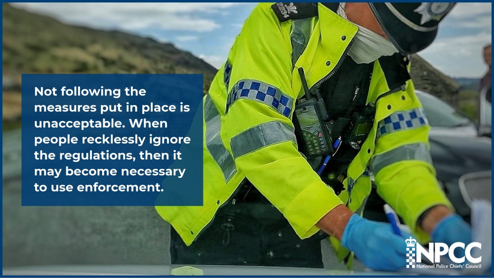 PoliceChiefs's tweet photo. We won’t waste time with endless encouragement for those who knowingly or deliberately break the rules. Those ignoring the regulations should expect to receive a fixed penalty notice. https://t.co/KCzrTJGvbx