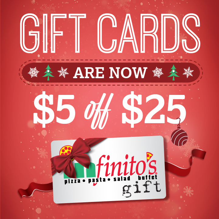 infinitospizza's tweet photo. 🎁 'Tis the season for GIVING! Infinito's Gift Cards are now $5 off $25! Applies to traditional and egift! SHOP NOW at https://t.co/Mq3TpHk1ds https://t.co/pV2twS5CYy