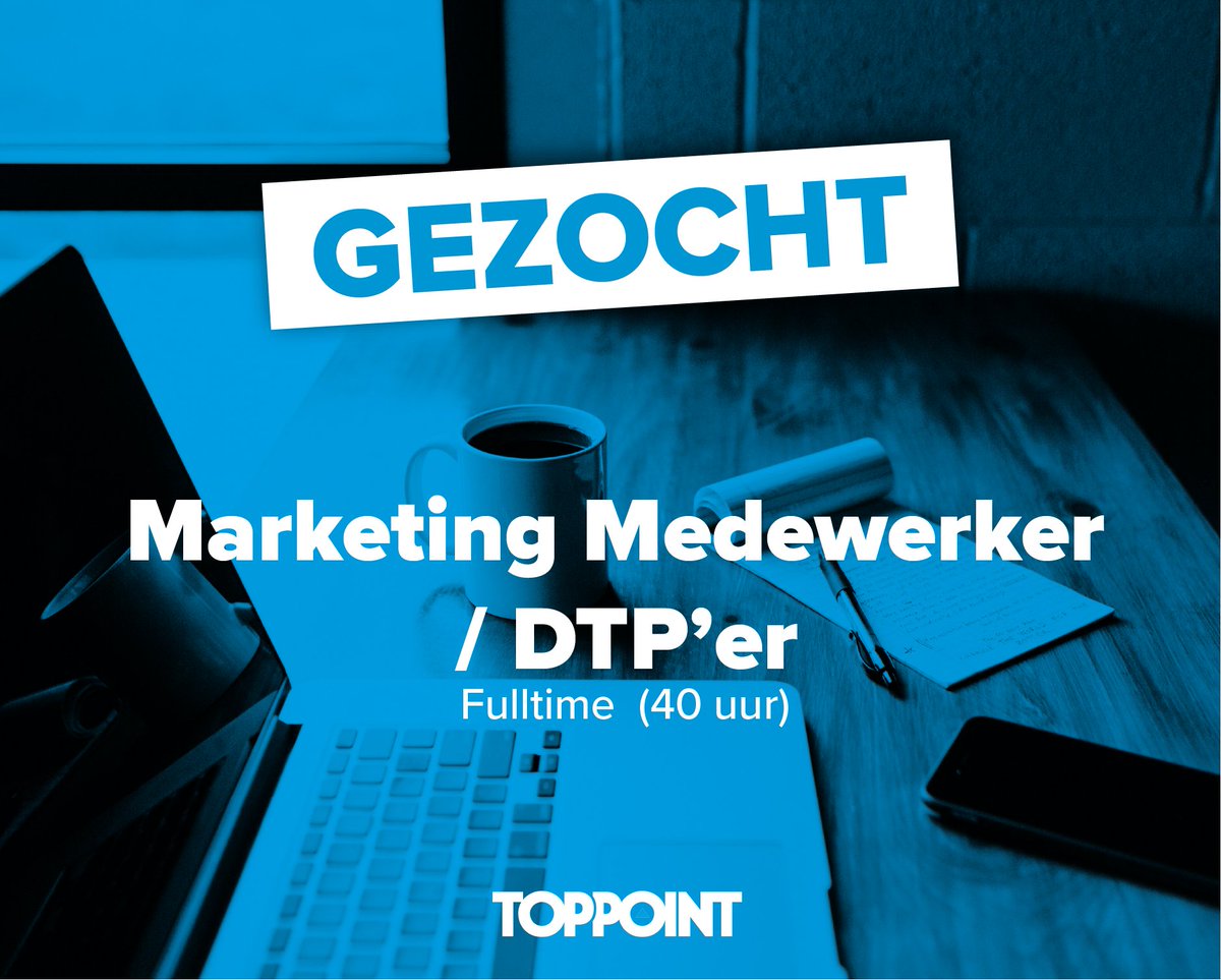 Vind jij het leuk om in een internationale omgeving te werken en ben jij een kei in vormgeving? Dan zijn we op zoek naar jou om ons team te komen versterken als Marketing Medewerker / DTP-er!

Nieuwsgierig? Bekijk dan de onderstaande link!
toppoint.com/nl/vacancies/v…