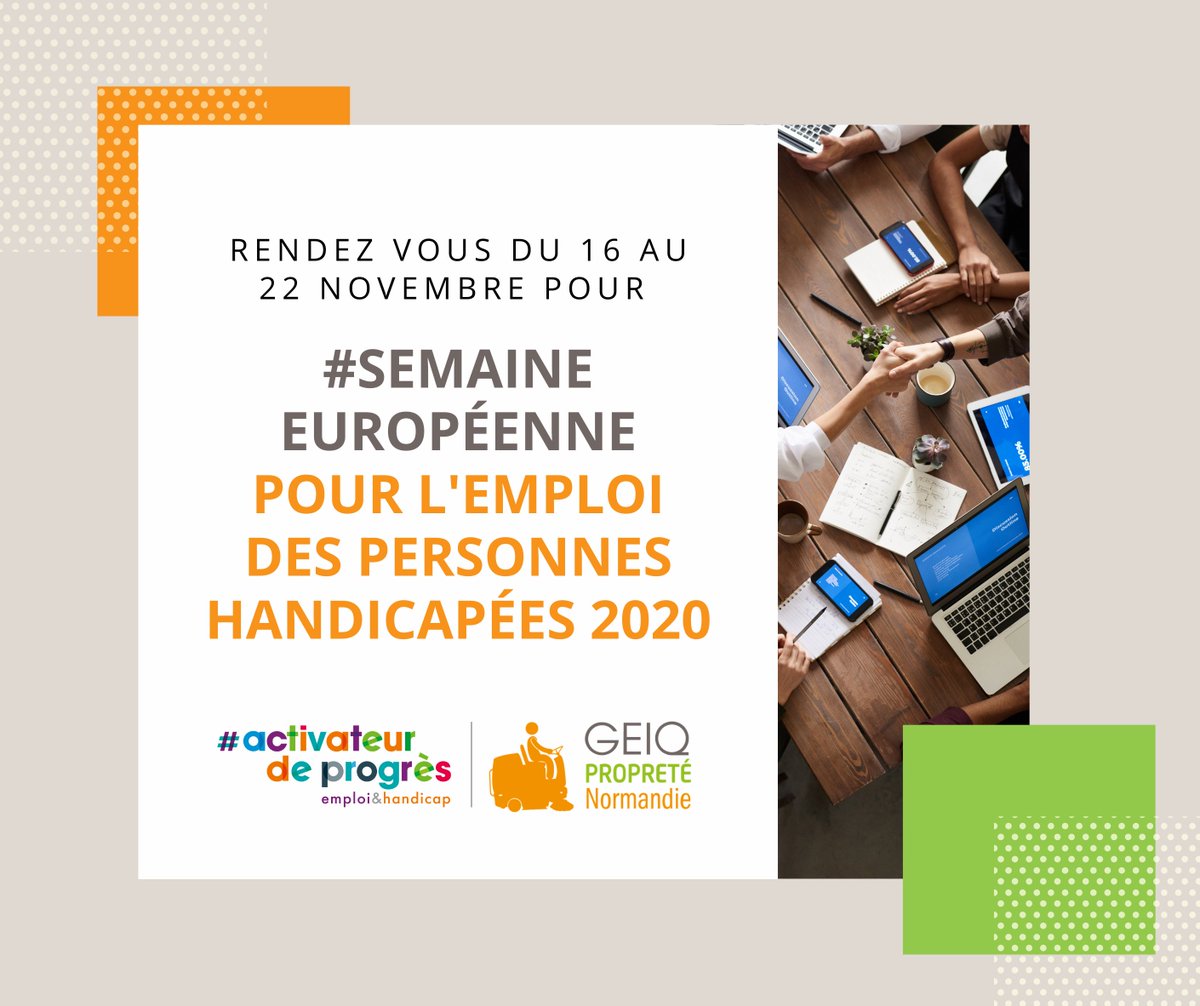Le GEIQ participe à la Semaine Européenne pour l’Emploi des Personnes Handicapées 2020 ✅
Du 16 au 22 novembre 2020, notre équipe s'engage dans ce dispositif en se mobilisant notamment pour le DuoDay. 
➡️D’autres évènements vous seront proposés ! 😊