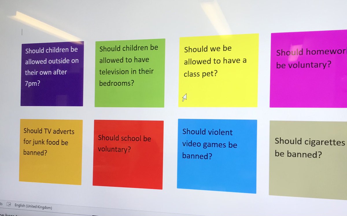 StCuthbertsPrm's tweet photo. Debating these questions in our literacy lesson. We had lots of ideas for and against each one @CSCJES @CSC_Literacy #StTathan #Yr6 https://t.co/9mvSwGhdDq