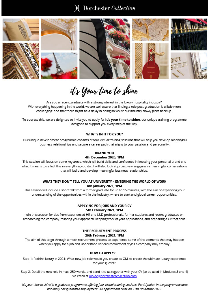 ATU_GalwayHotel's tweet photo. Graduates/Graduands take note!
#greatopportunity by our Industry Partners at the Dorchester Collection to progress your Careers.
#cvpreparation #InterviewTips #LondonJobs https://t.co/oS84DfZsbe
