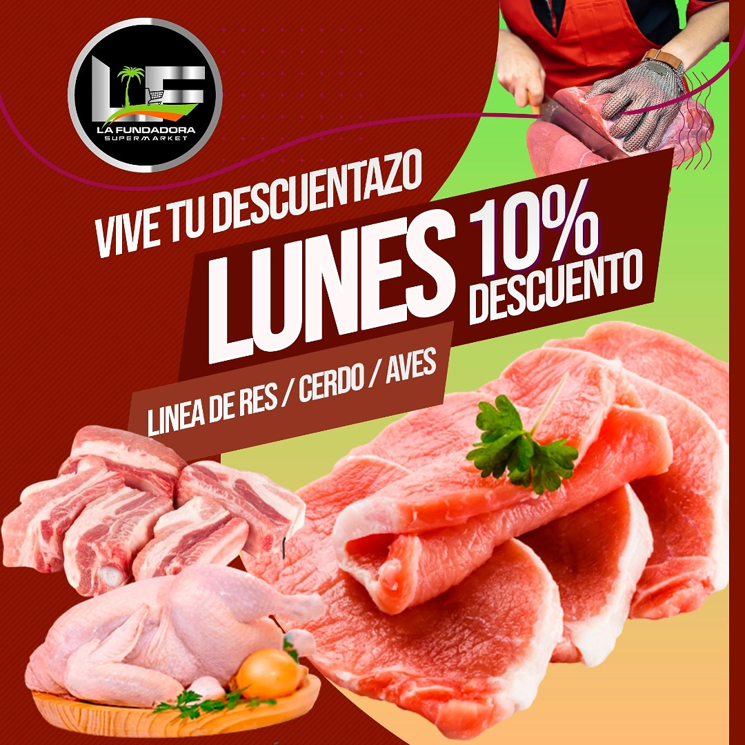 Lafundadora_'s tweet photo. ¡Súper activos! Porque es lunes de 10% menos en carnes  🐂🐖🐔 tanto en nuestra sede de Caja de Agua como en Las Virtudes 💁‍♀️ te esperamos 🔥 estamos abiertos en horario extendido https://t.co/hZ2TLTeWOa