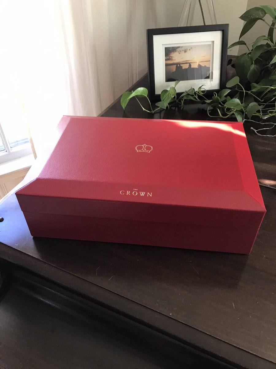nudd's tweet photo. The Brit in me was jolly chuffed to receive this #chromecast “curiosity box” from Google for S4 of #TheCrown. Replete with a spot of tea and some biscuits, even. https://t.co/QPuE6Ne0OV