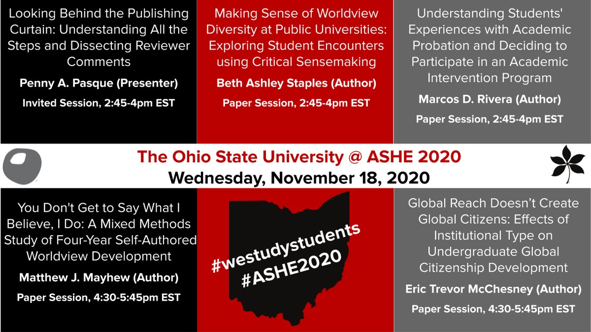 CoILImpact's tweet photo. #ASHE2020 is officially here! Good luck to all of our incredible #buckeye scholars who are participating!! Check out the incredible sessions happening tomorrow and feel free to share your thoughts via #westudystudents on any insights you learn! https://t.co/hL1kyWCCmN